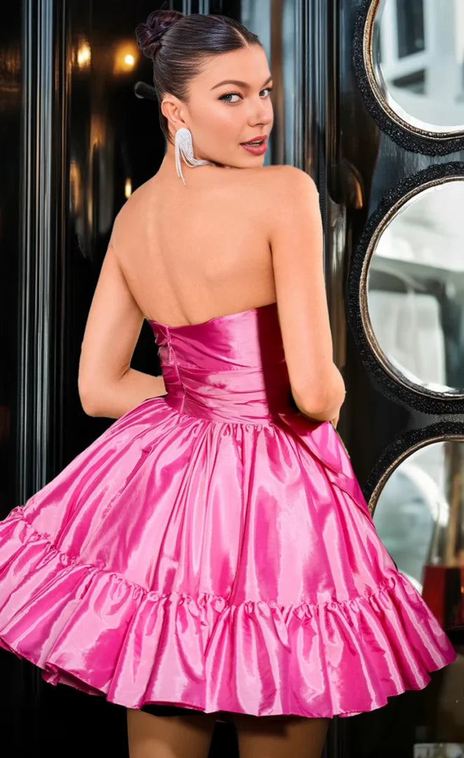 Sweetheart Taffeta Bow Strapless A Line Mini Cocktail Dresses