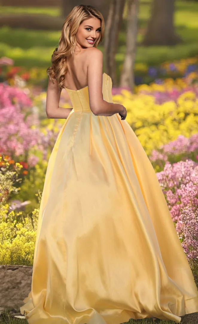 Strapless Sweetheart Neckline A Line Corset Maxi Prom Dresses