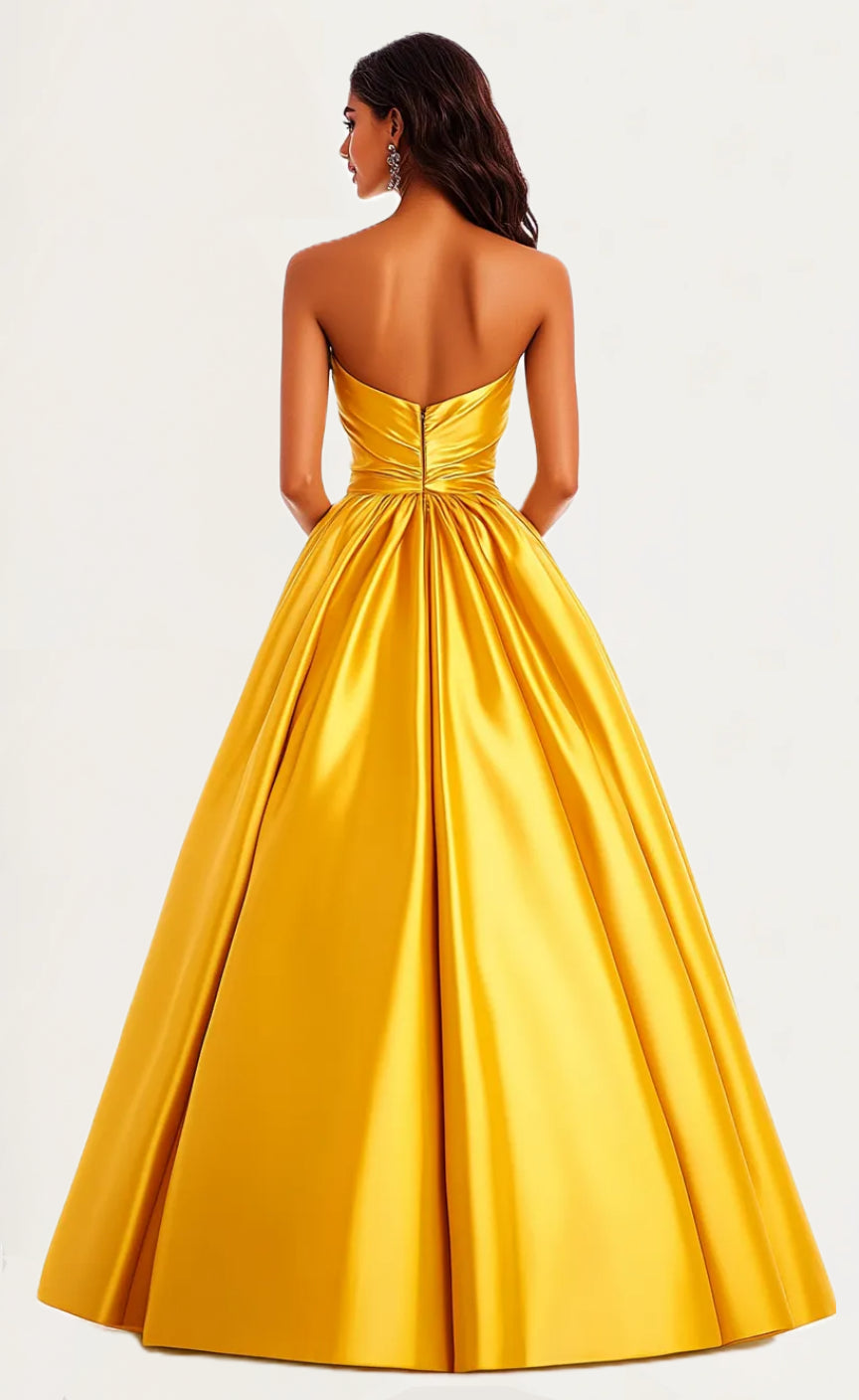 Sweetheart Off Shoulder A-line Satin Bow Maxi Prom Dress